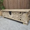 photo of the right side of the carved mango wooden storage bench