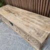 photo of the mango wooden top of the storage bench