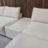 zoomed in Large Corner Sofa & Glass Coffee Table In White Cosy Fabric