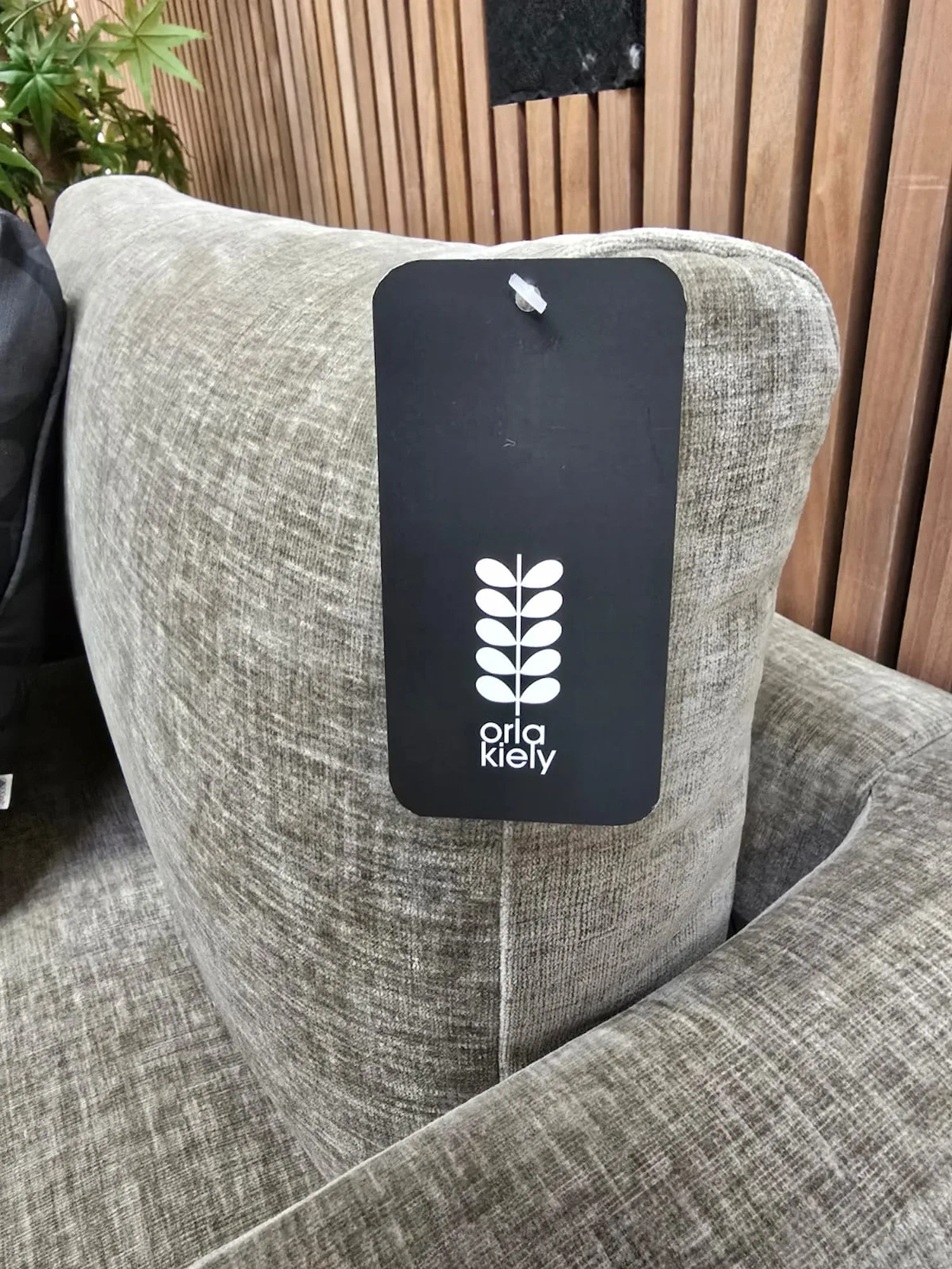 Picture of the designer label tag Orla kiely Larch chair