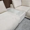 Large Corner Sofa & Glass Coffee Table In White Cosy Fabric
