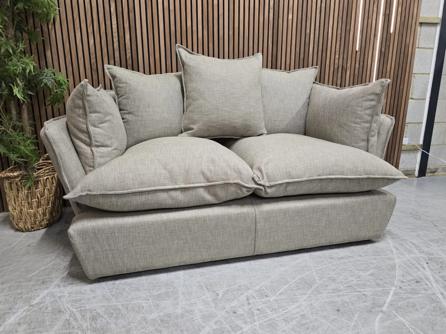 right hand angle Malibu 2.5 seater sofa & Footstool in greige