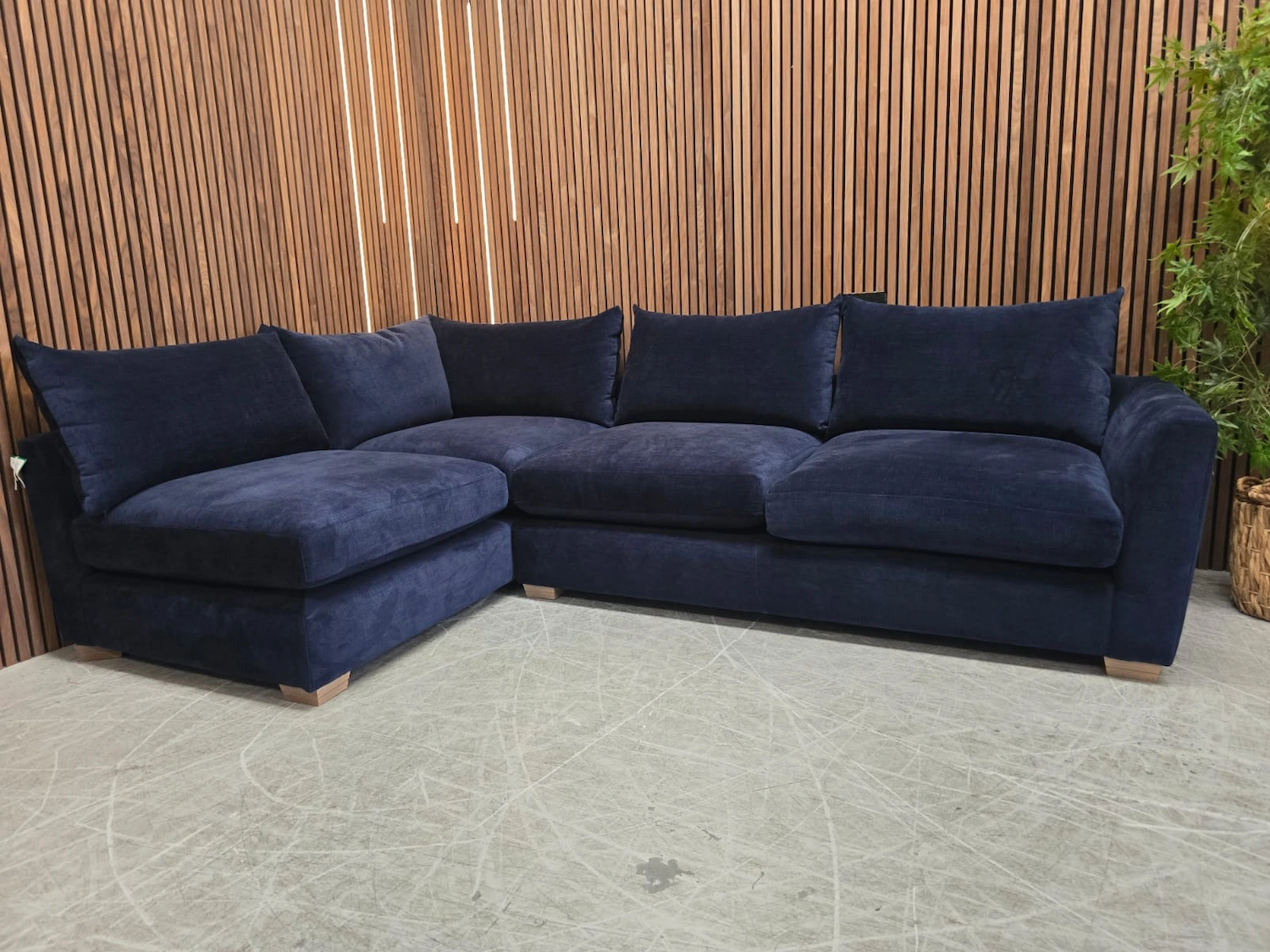 floyd left hand facing corner sofa in indigo chenille