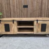 industrial mango wood & iron 2 door tv stand