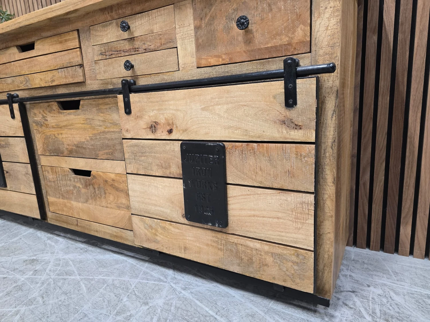 industrial sideboard 6 right side photo of the sliding door