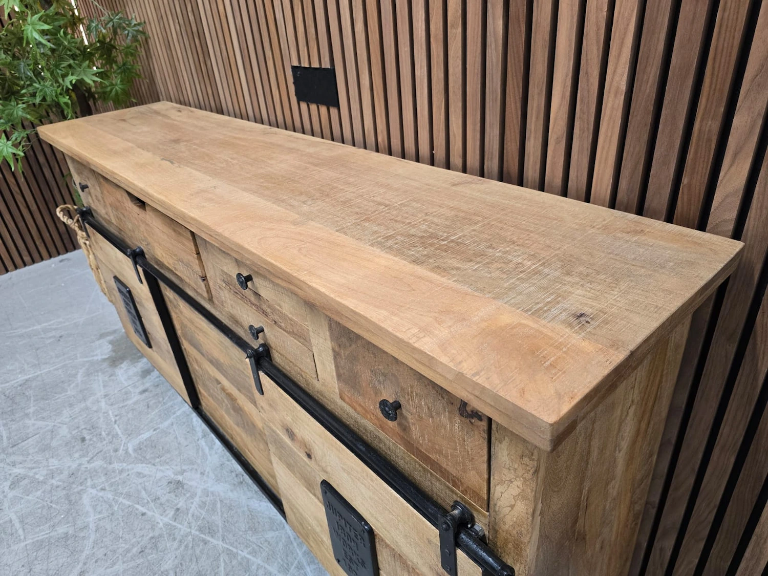 industrial sideboard 7 photo of the wooden top on the sideboard