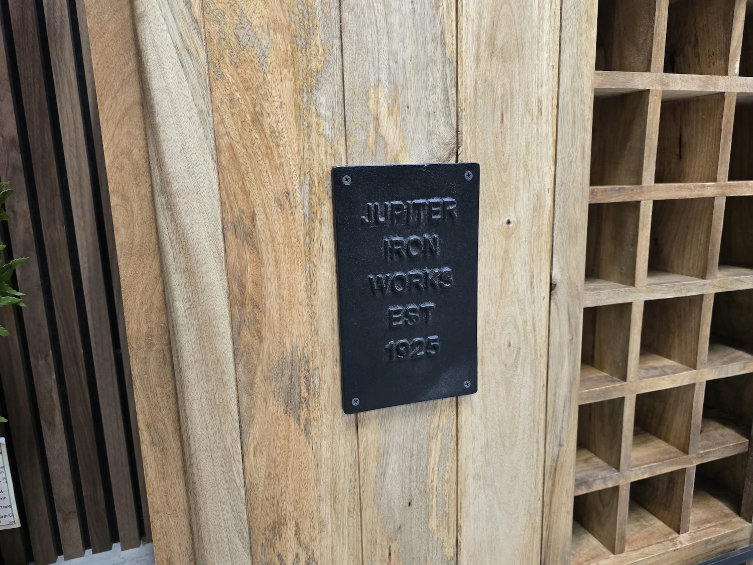 industrial wine cabinet 5 close up photo of the ironwork on the door front