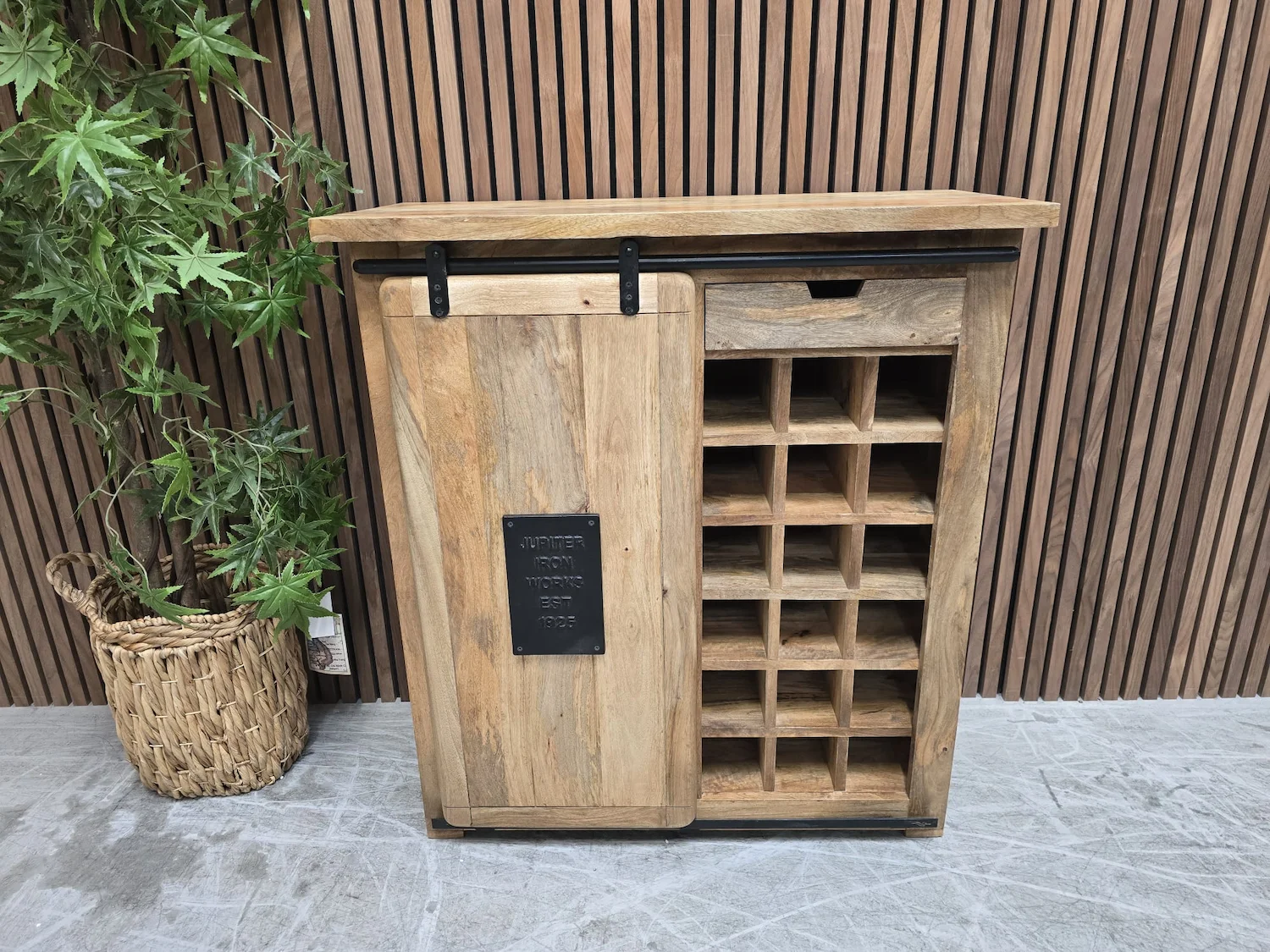industrial rustic wine cabinet sideboard with sliding door