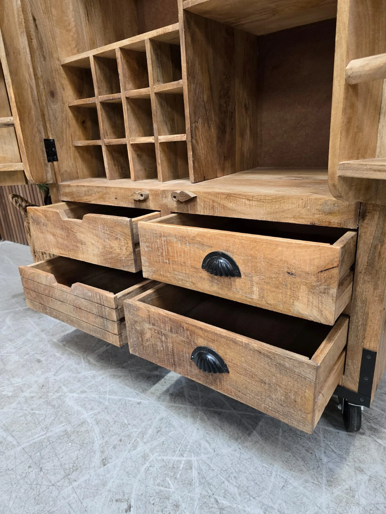 photo of the drawers on the larder cabinet