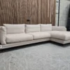 Marco right hand facing chaise sofa in sand aquaclean clever canvas from the left side