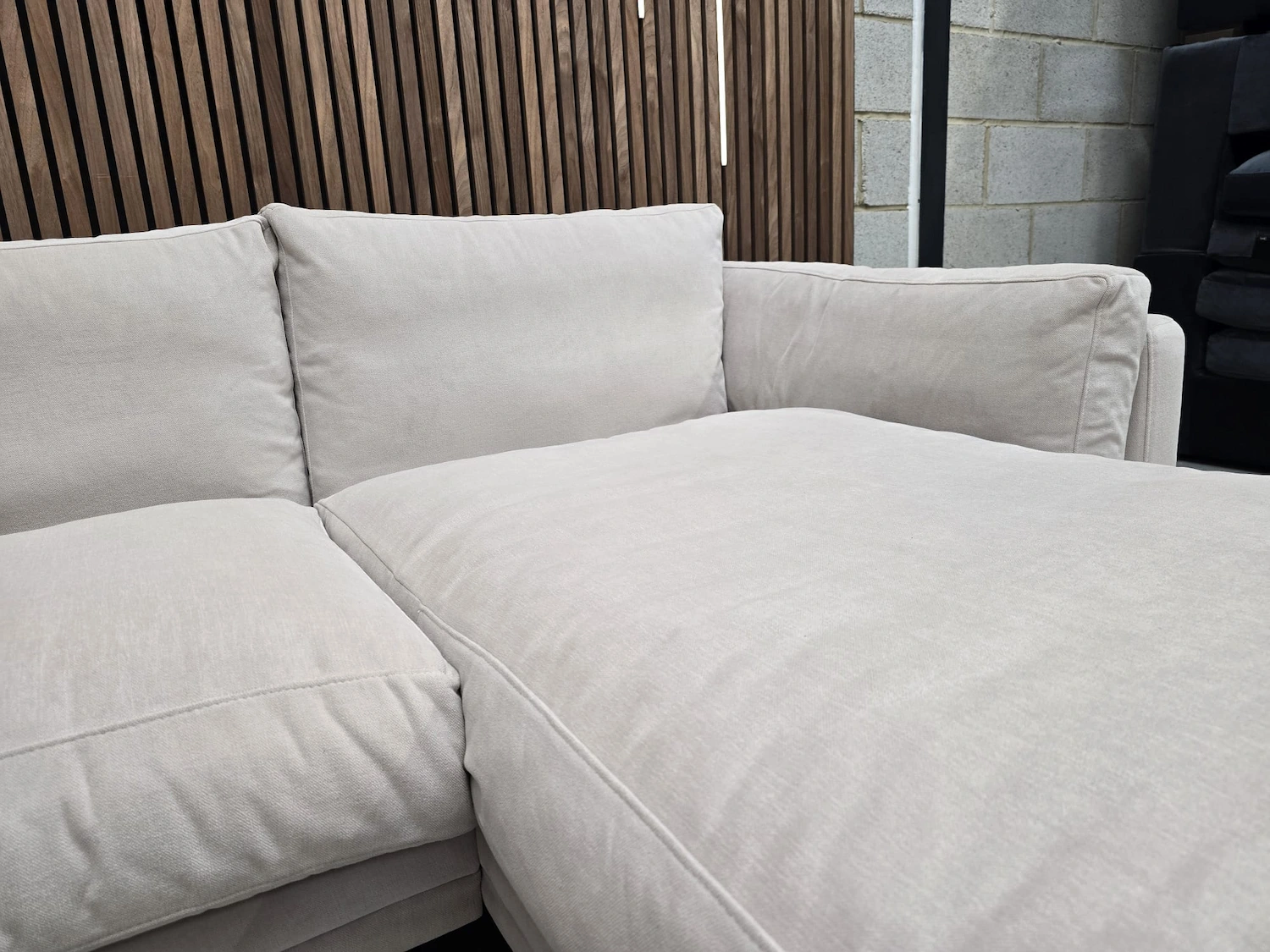 seat and back cushion on the chaise section of the march chaise