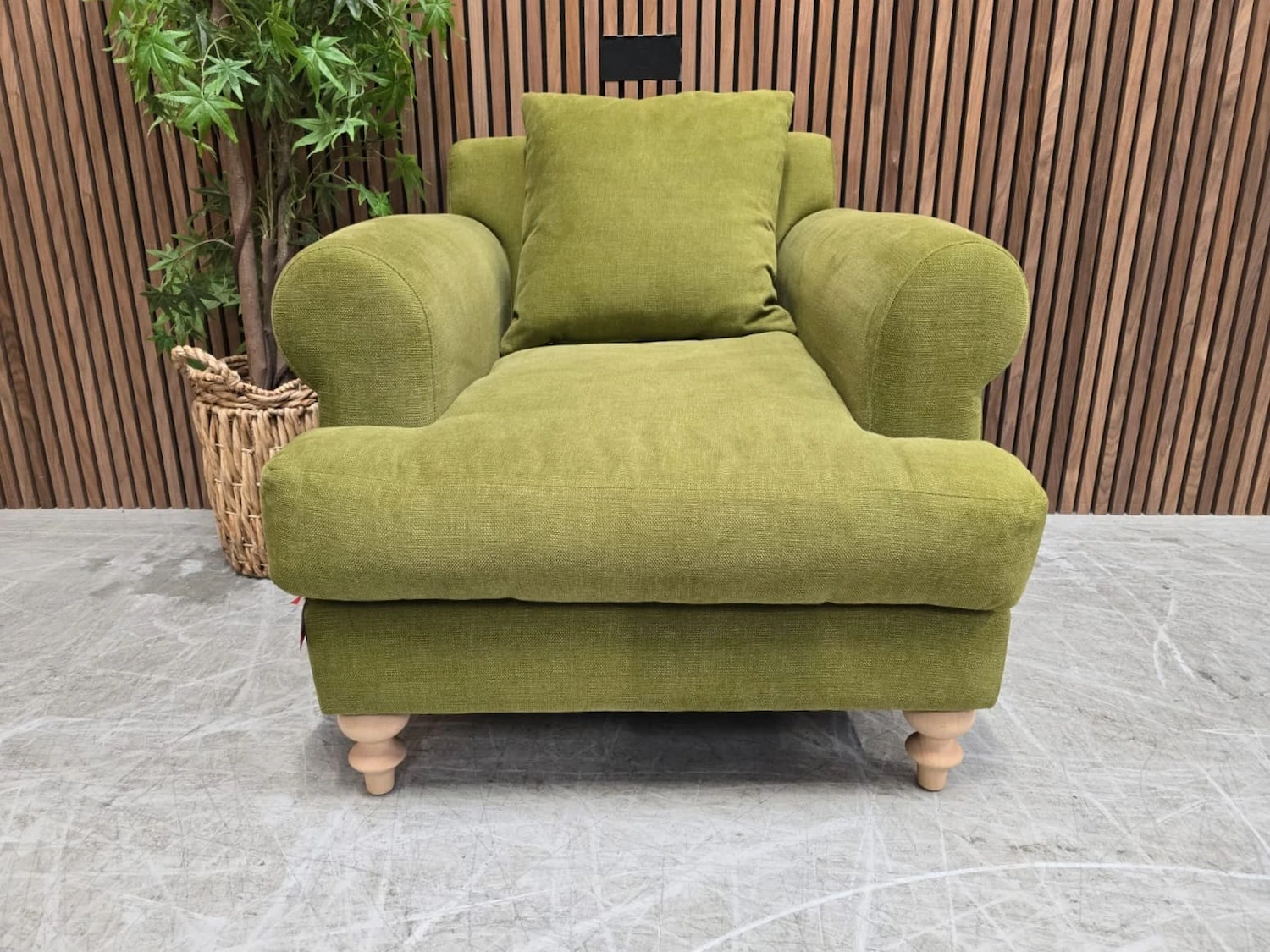 teddy armchair in mossymere norfolk cotton