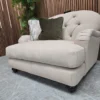 dumpling buttoned back loveseat in natural fabric