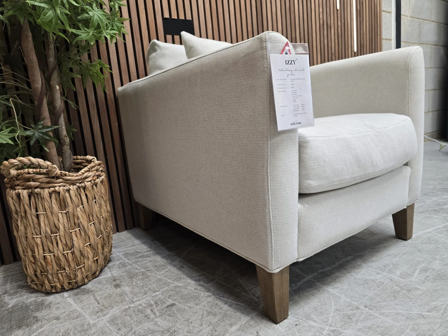 left side profile of the izzy armchair side