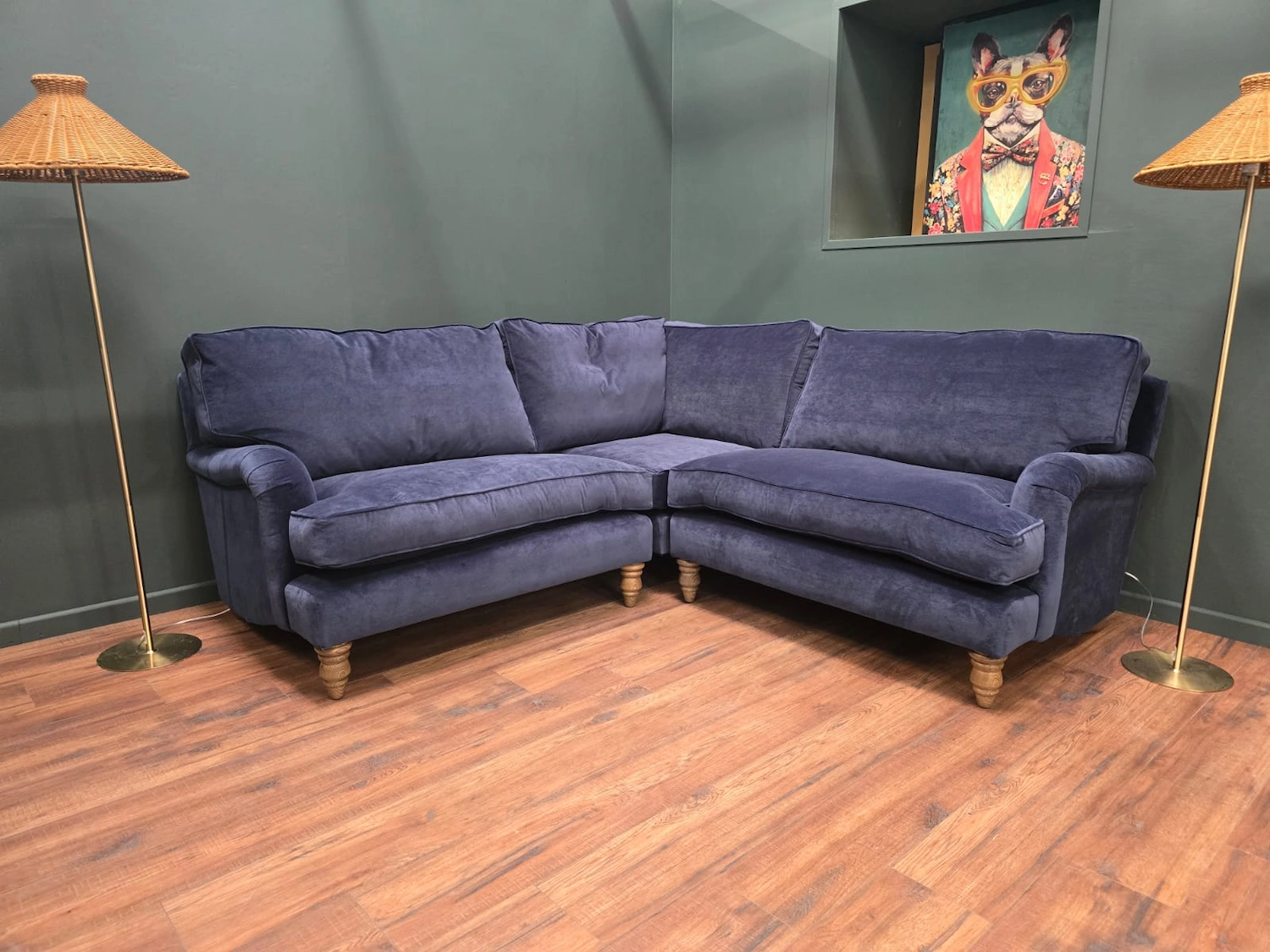 Bluebell corner sofa in harbour Clever Velvet 3