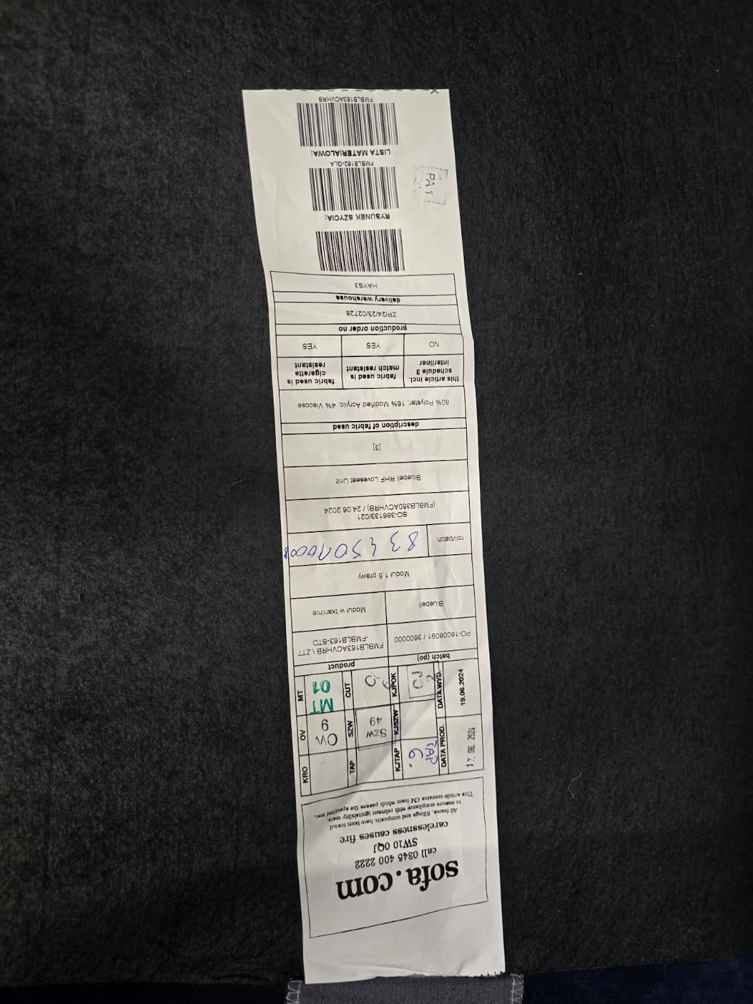 Bluebell corner sofa in harbour Clever Velvet 8