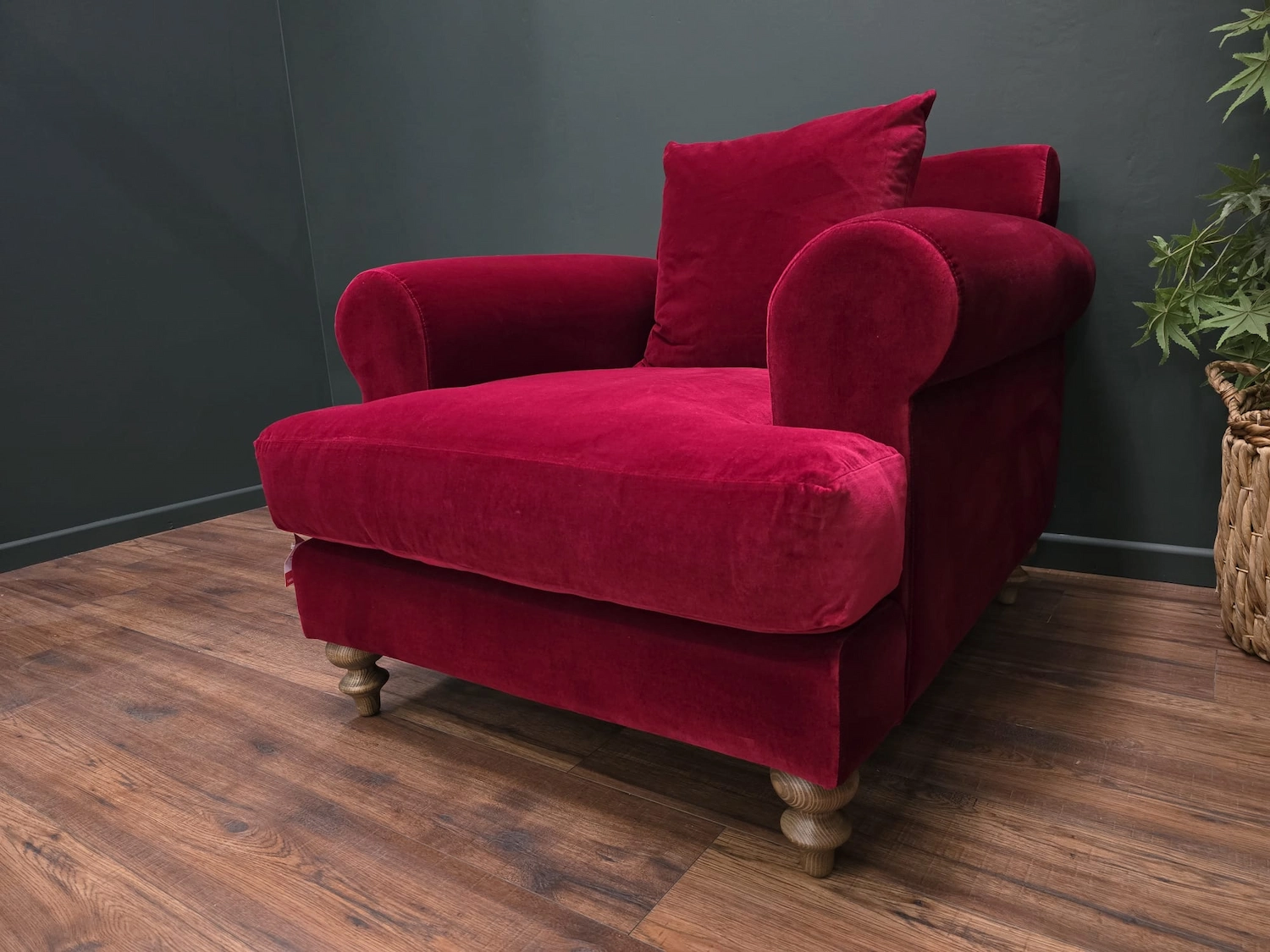 teddy armchair in claret cotton matt velvet 1