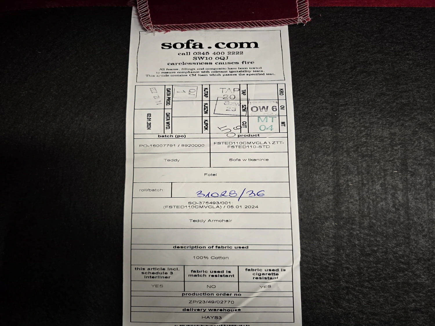 teddy armchair in claret cotton matt velvet 6