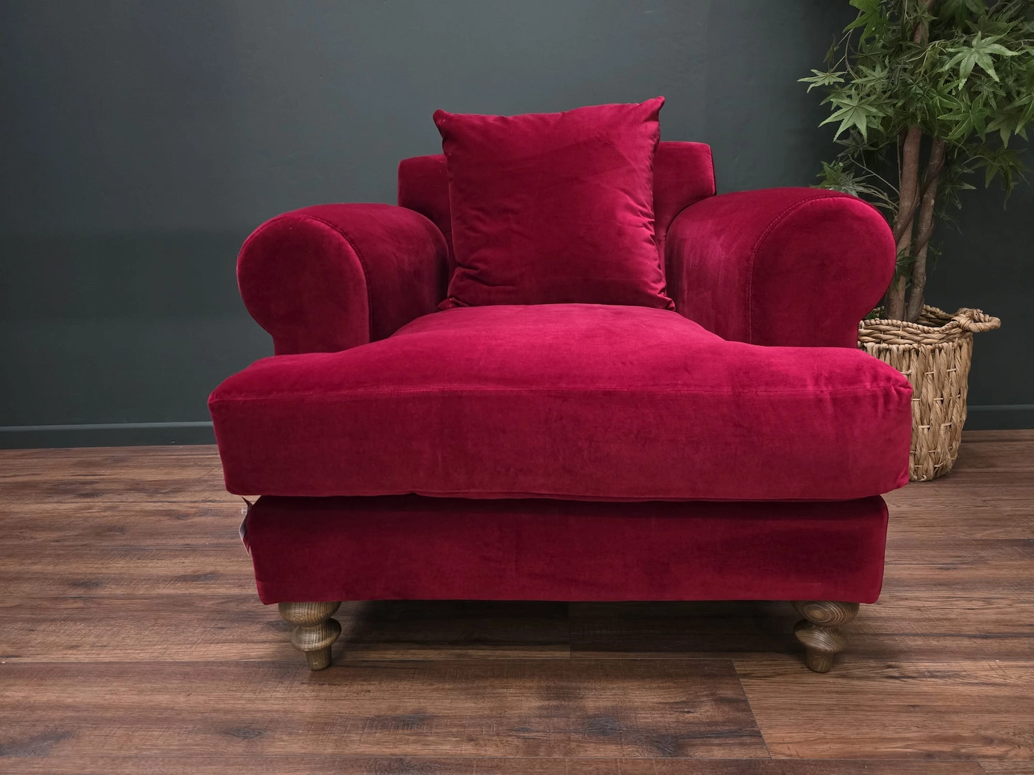 teddy armchair in claret cotton matt velvet