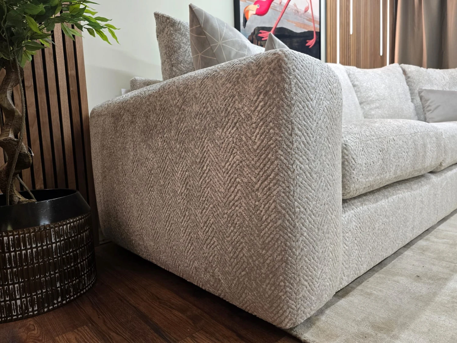 Furniture Village Pandora rhf corner in Chevron silver 10