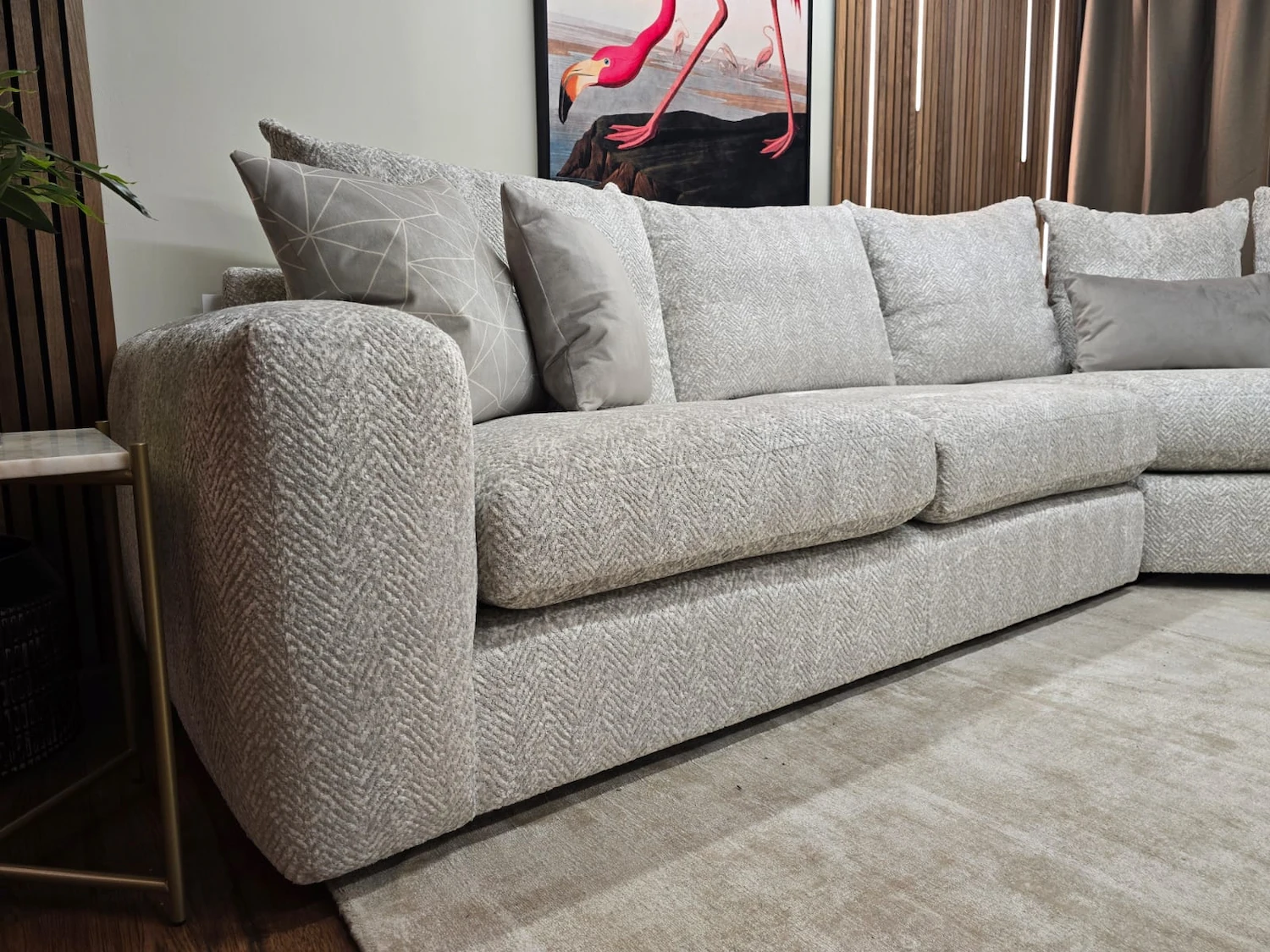 Furniture Village Pandora rhf corner in Chevron silver 3