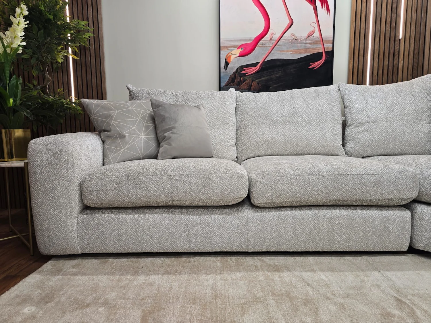 Furniture Village Pandora rhf corner in Chevron silver 4