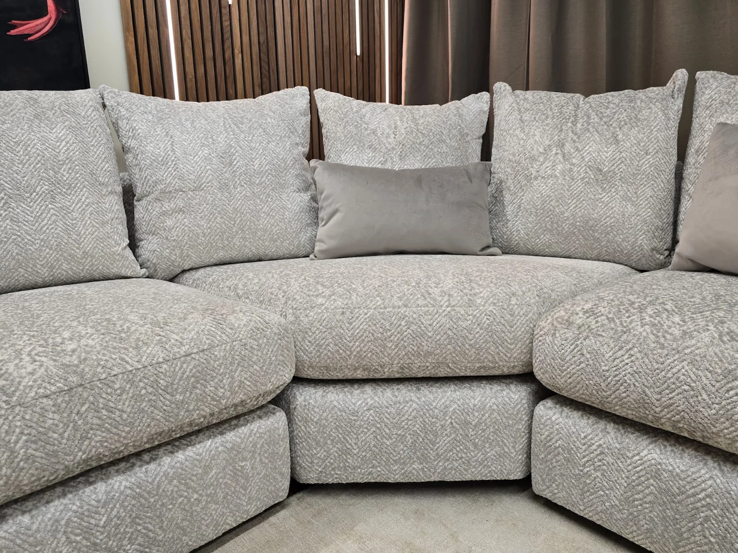 Furniture Village Pandora rhf corner in Chevron silver 5
