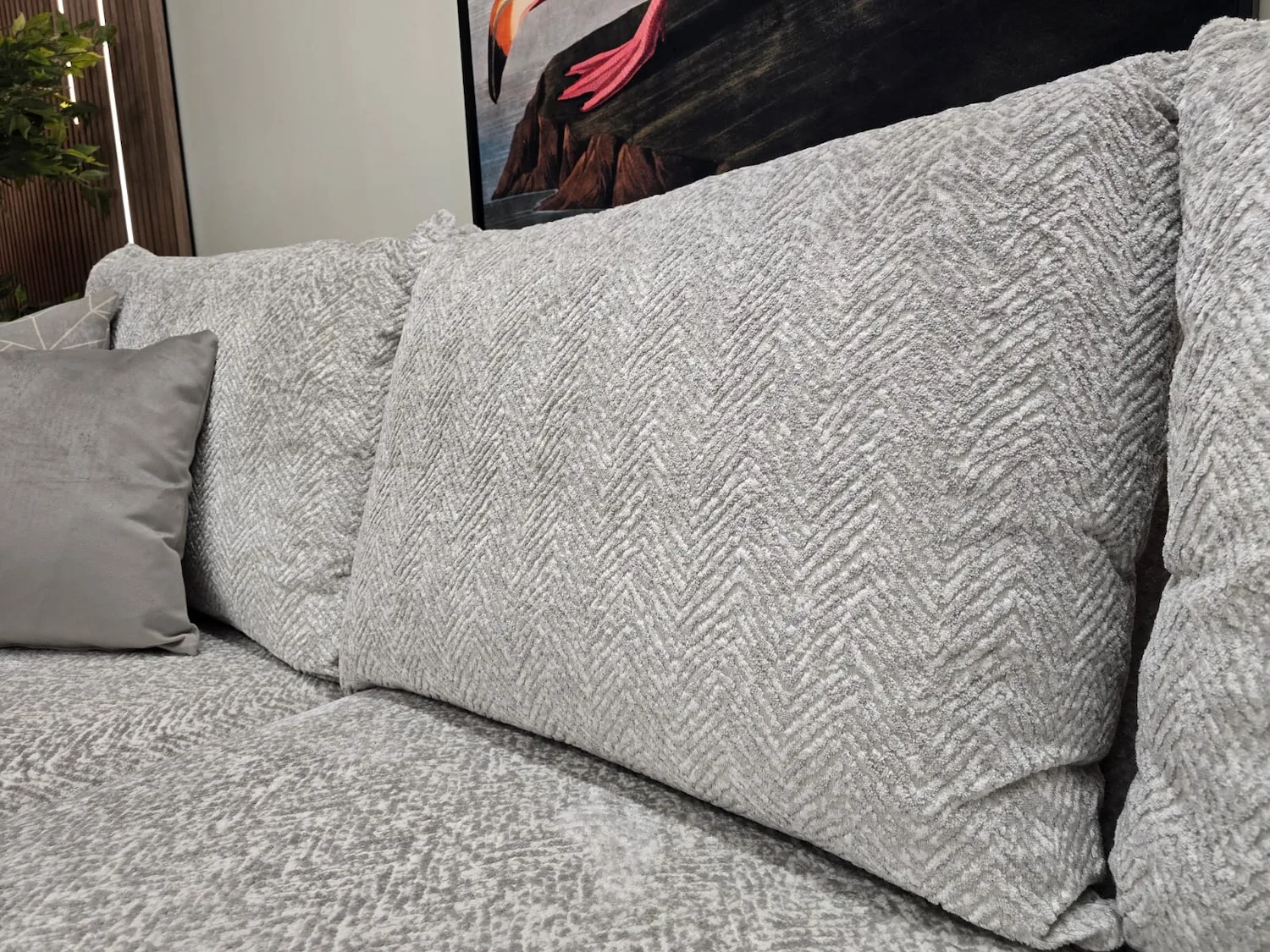Furniture Village Pandora rhf corner in Chevron silver 9