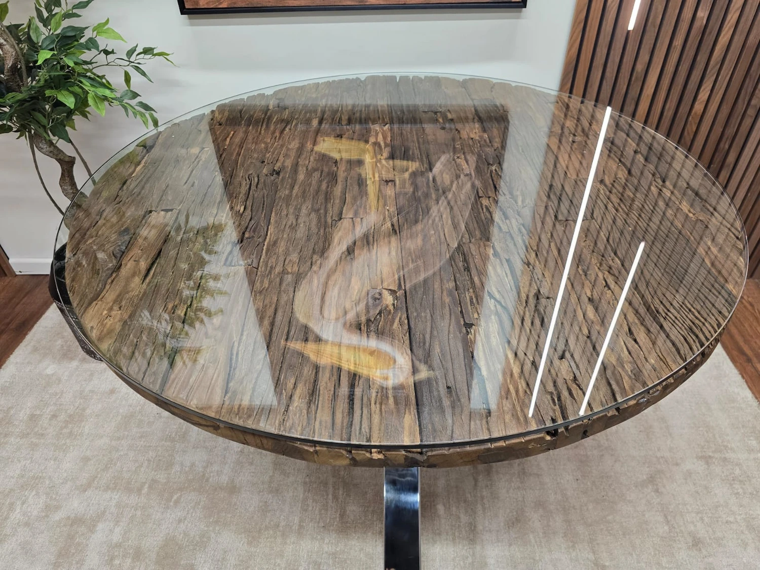 Furniture Village chennai railway sleeper round dining table 5