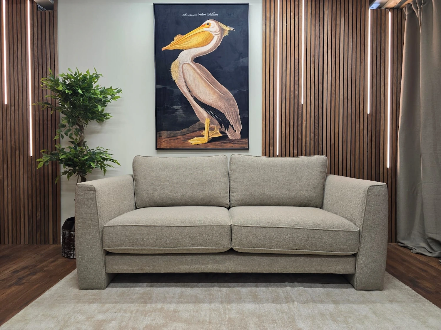 Grand designs huxham 3 seater sofa in taupe boucle
