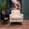 Lorenzo swivel accent chair in natural fabric