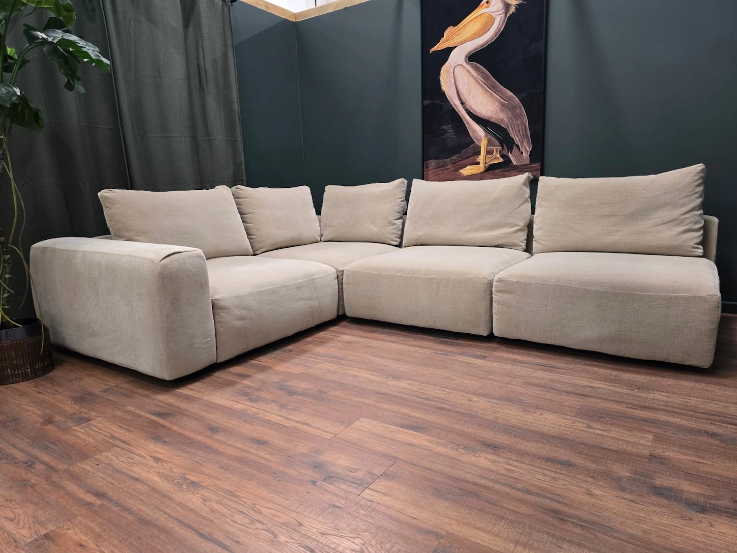 Rawley modular sectional corner sofa in cappuccino