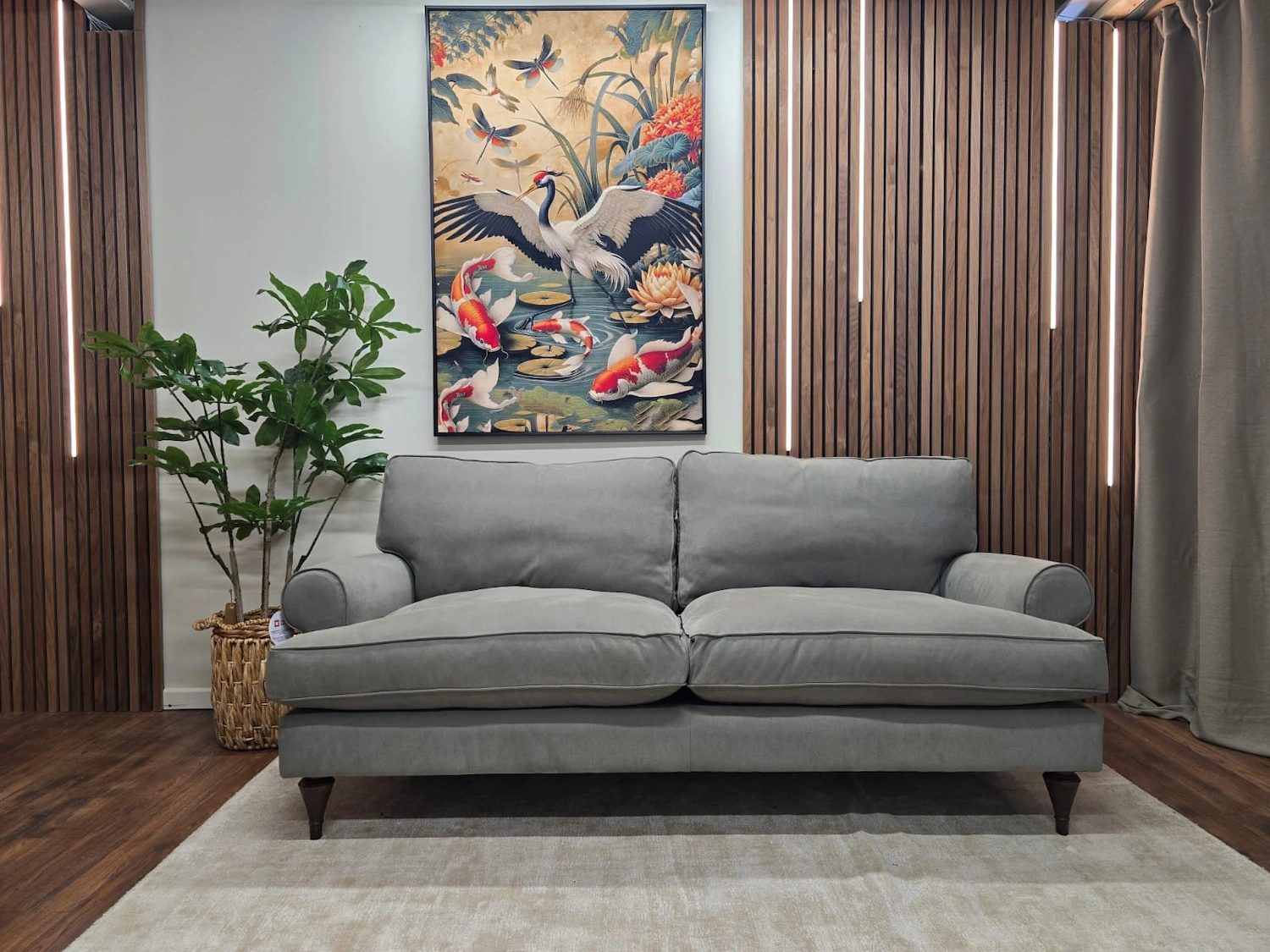 English heritage finch 3 seater sofa in sage brushed cotton