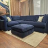 barker and stonehouse floyd left hand facing corner sofa in indigo blue with footstool