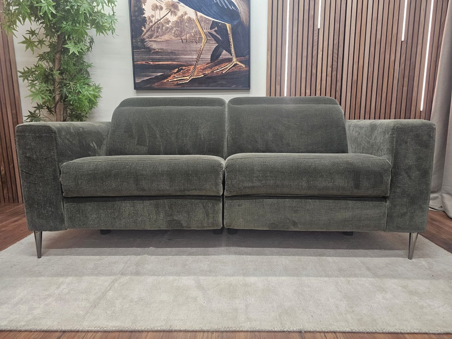 Ezra Electric Recliner Sofa in Juniper Aquaclean Clever Chenille 2