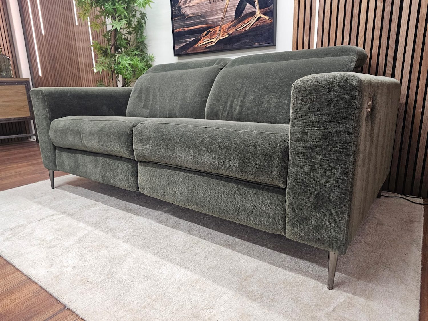 Ezra Electric Recliner Sofa in Juniper Aquaclean Clever Chenille 3