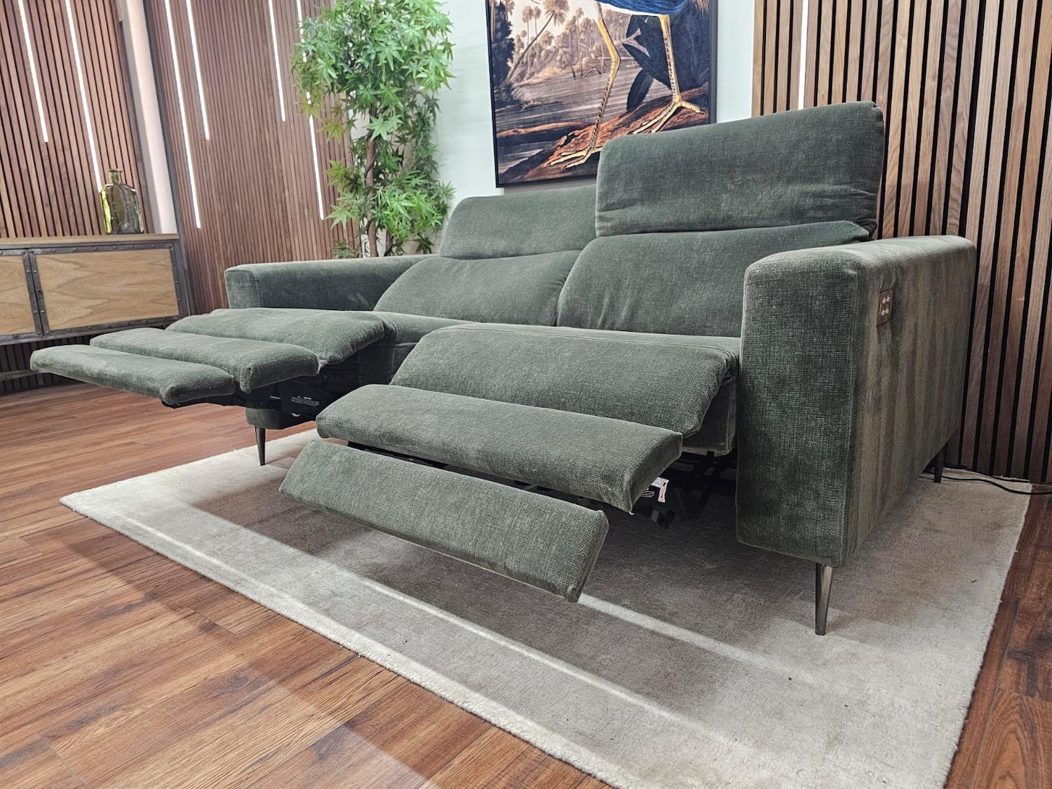 Ezra Electric Recliner Sofa in Juniper Aquaclean Clever Chenille 4