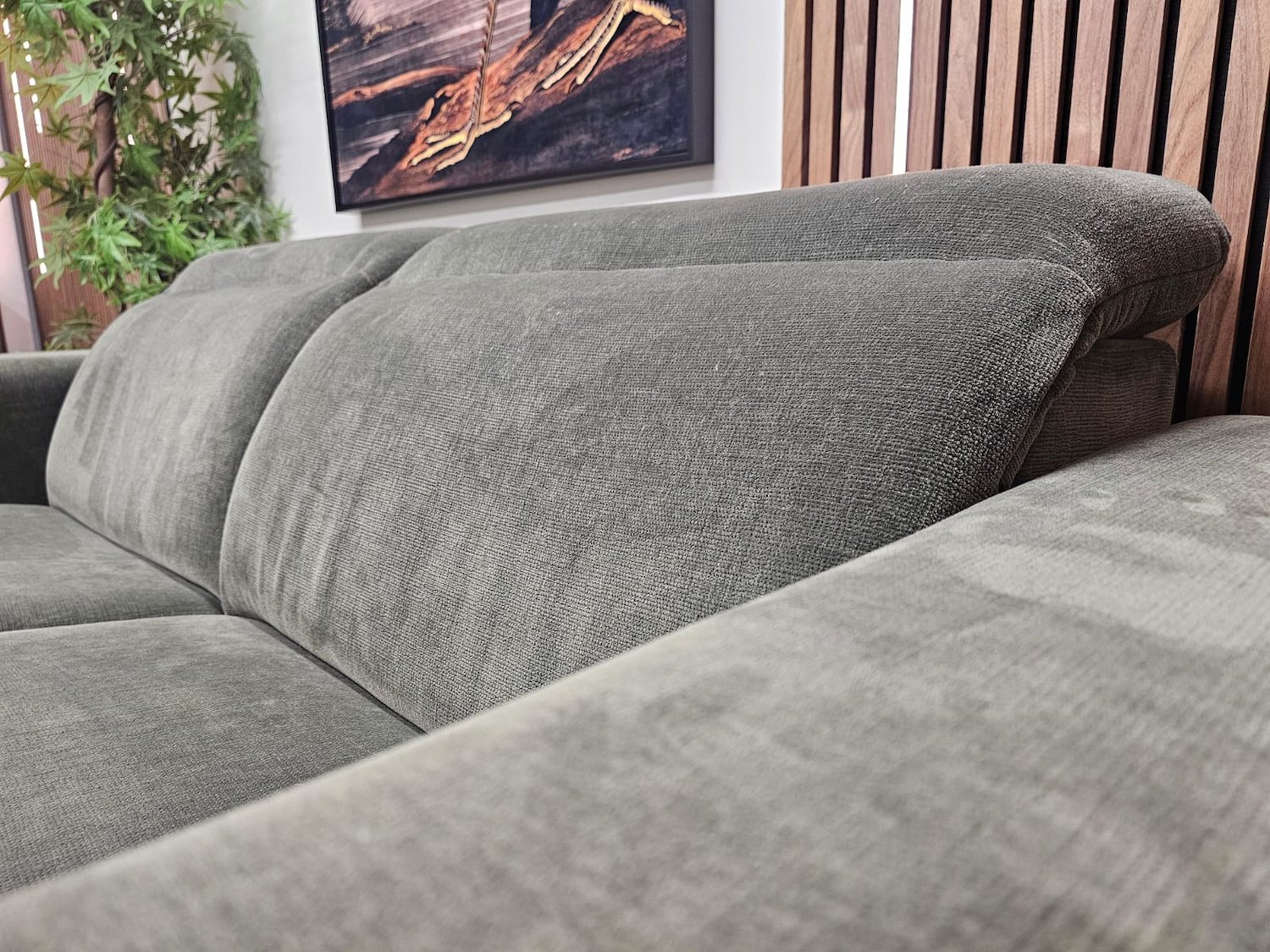 Ezra Electric Recliner Sofa in Juniper Aquaclean Clever Chenille 7