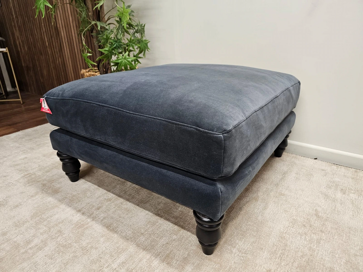Isla Medium Square Footstool In Armour Smart Velvet 3