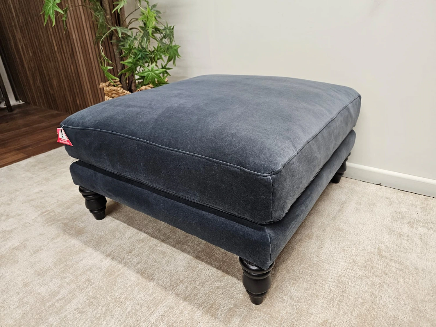 Isla Medium Square Footstool In Armour Smart Velvet 5