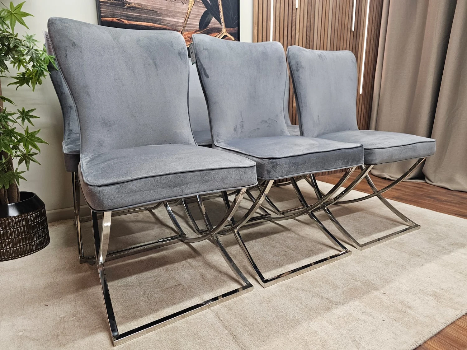 Grey velvet chairs dfs 3