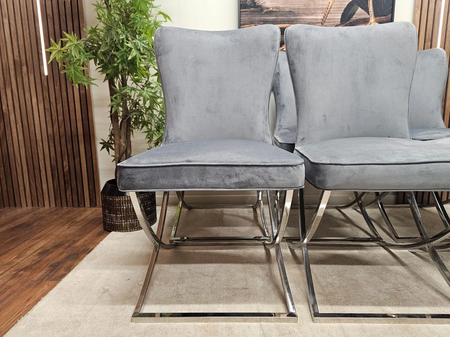 Grey velvet chairs dfs 5