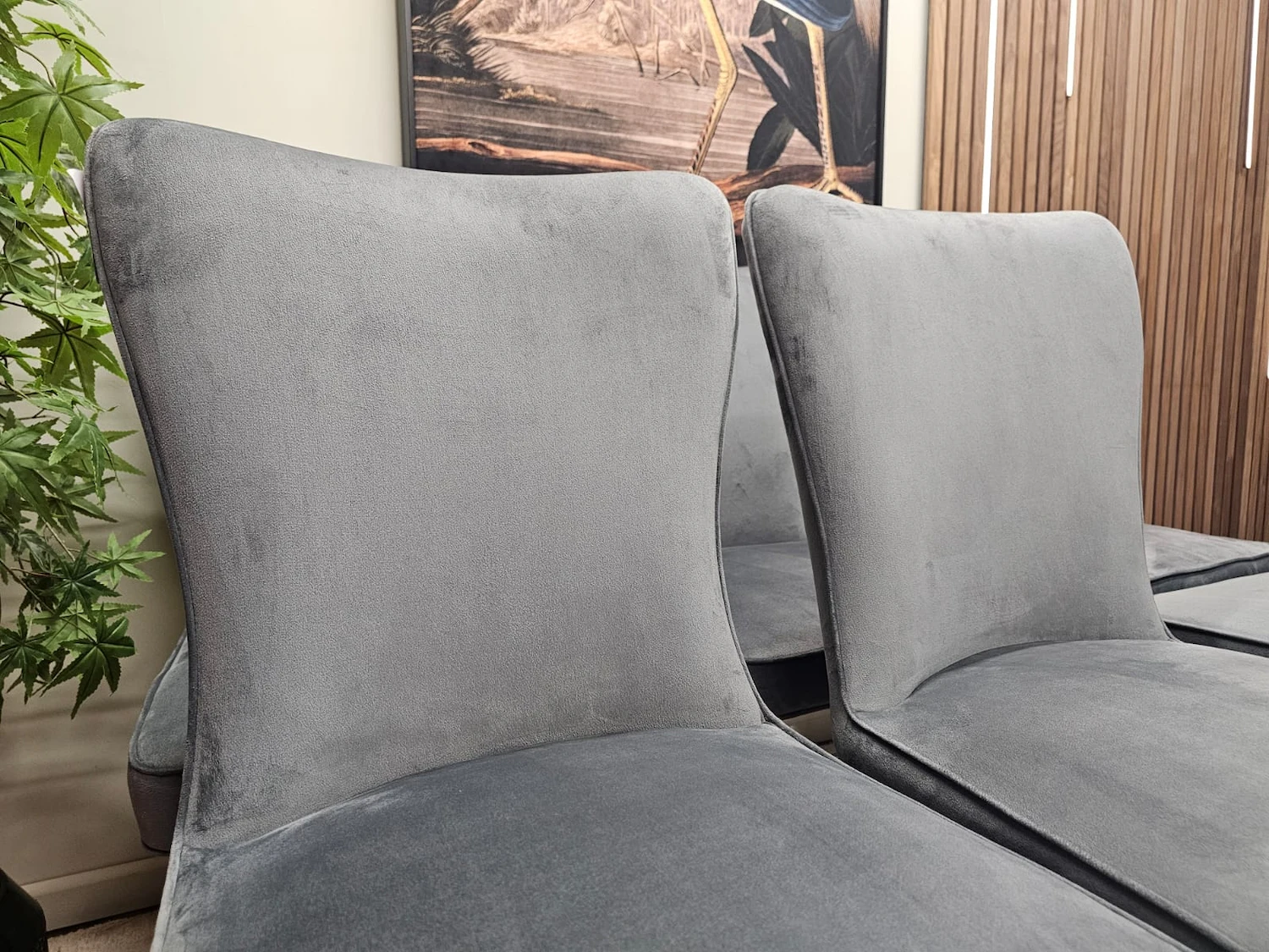 Grey velvet chairs dfs 7