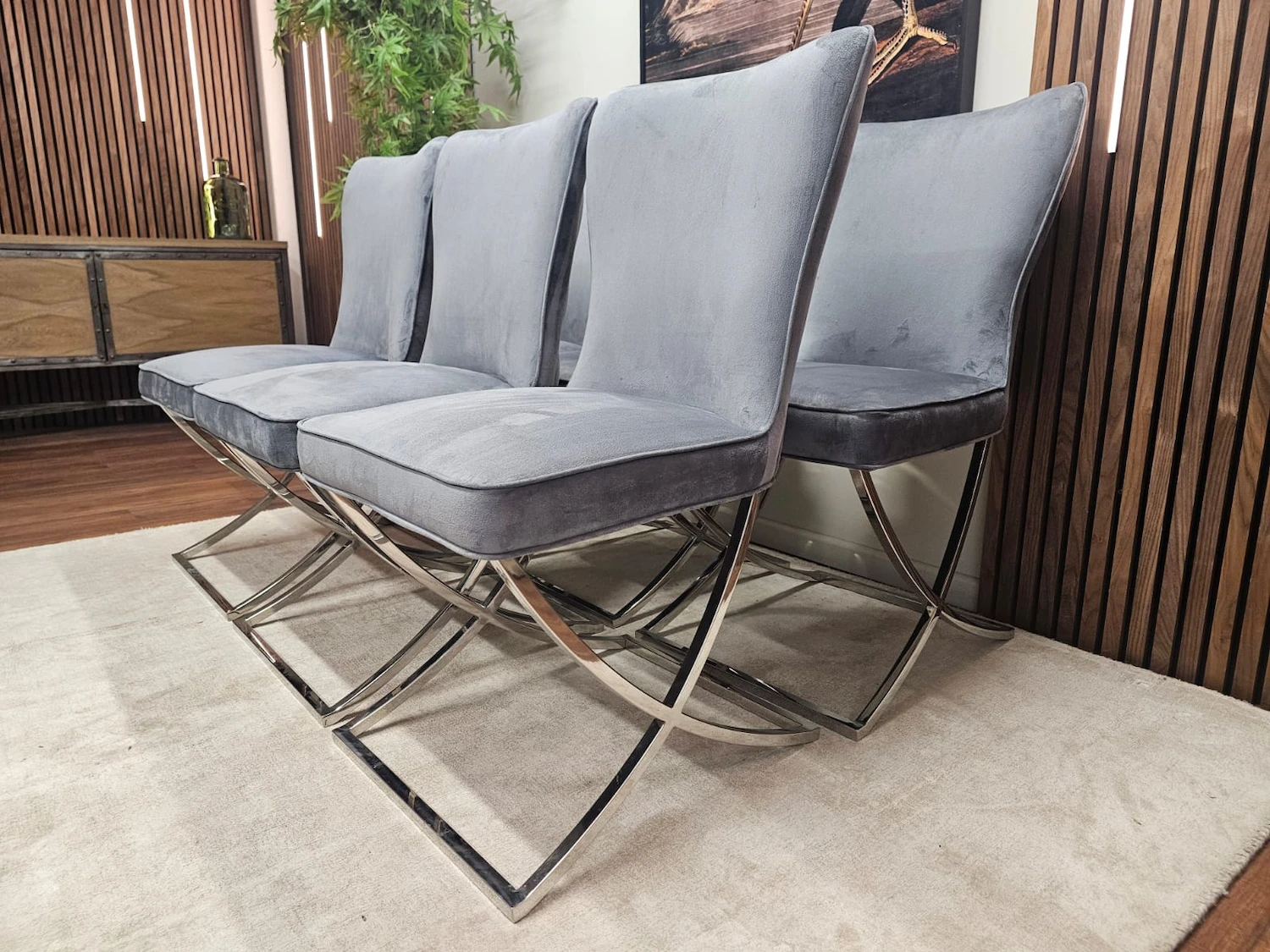 Grey velvet chairs dfs 8