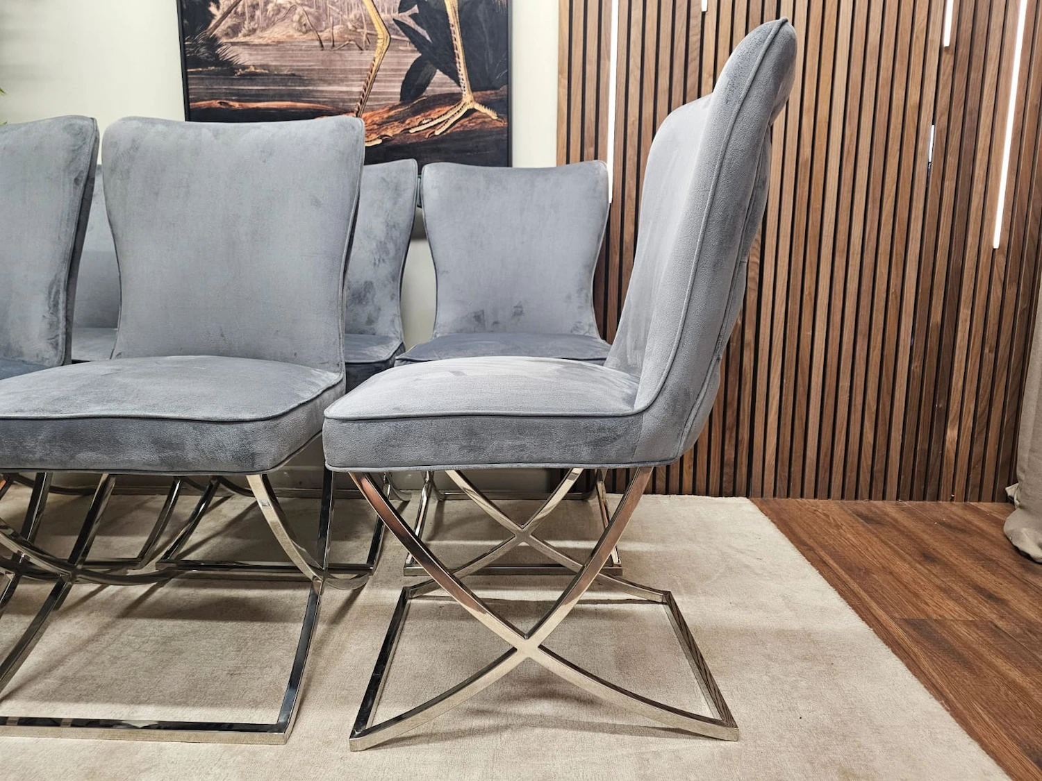Grey velvet chairs dfs 9
