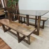 Glass Top Table with 2x Benches 3
