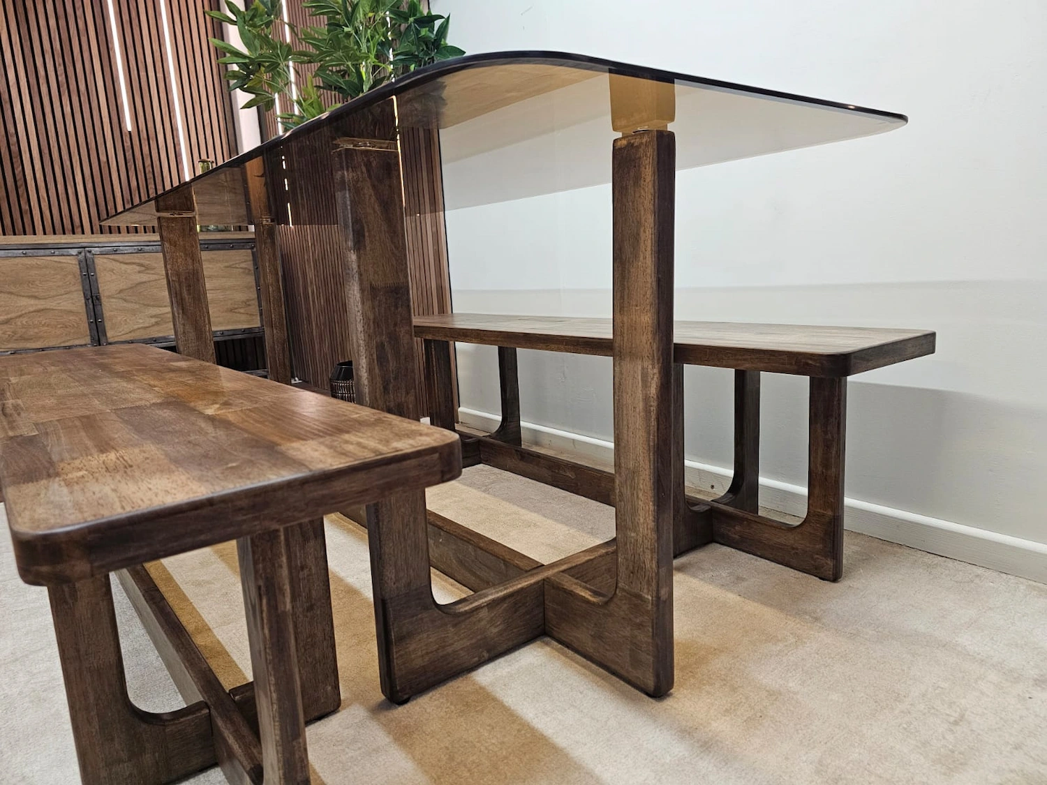 Glass Top Table with 2x Benches 5
