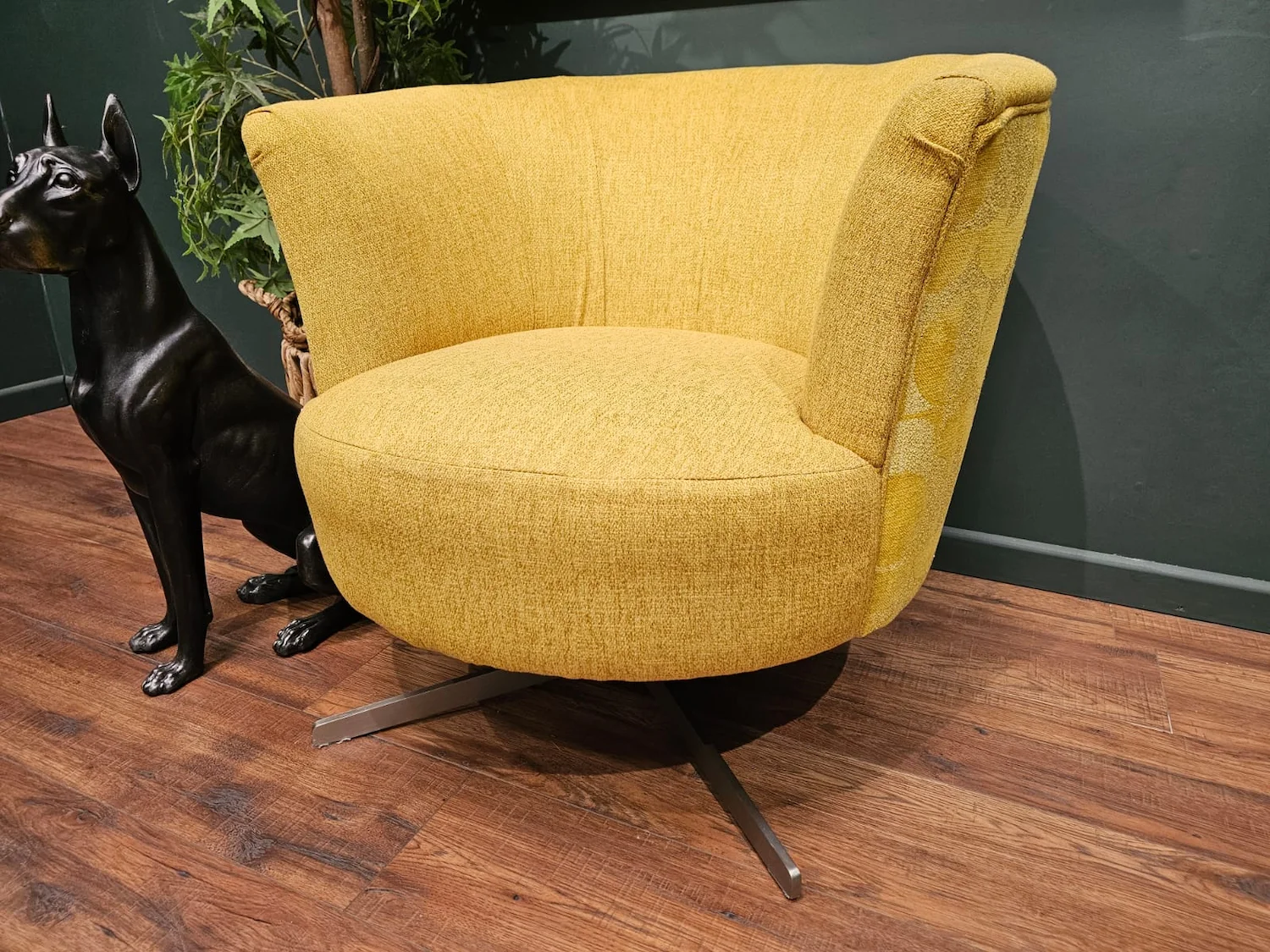 Orla Kiely lily swivel chair in yellow monogram 2