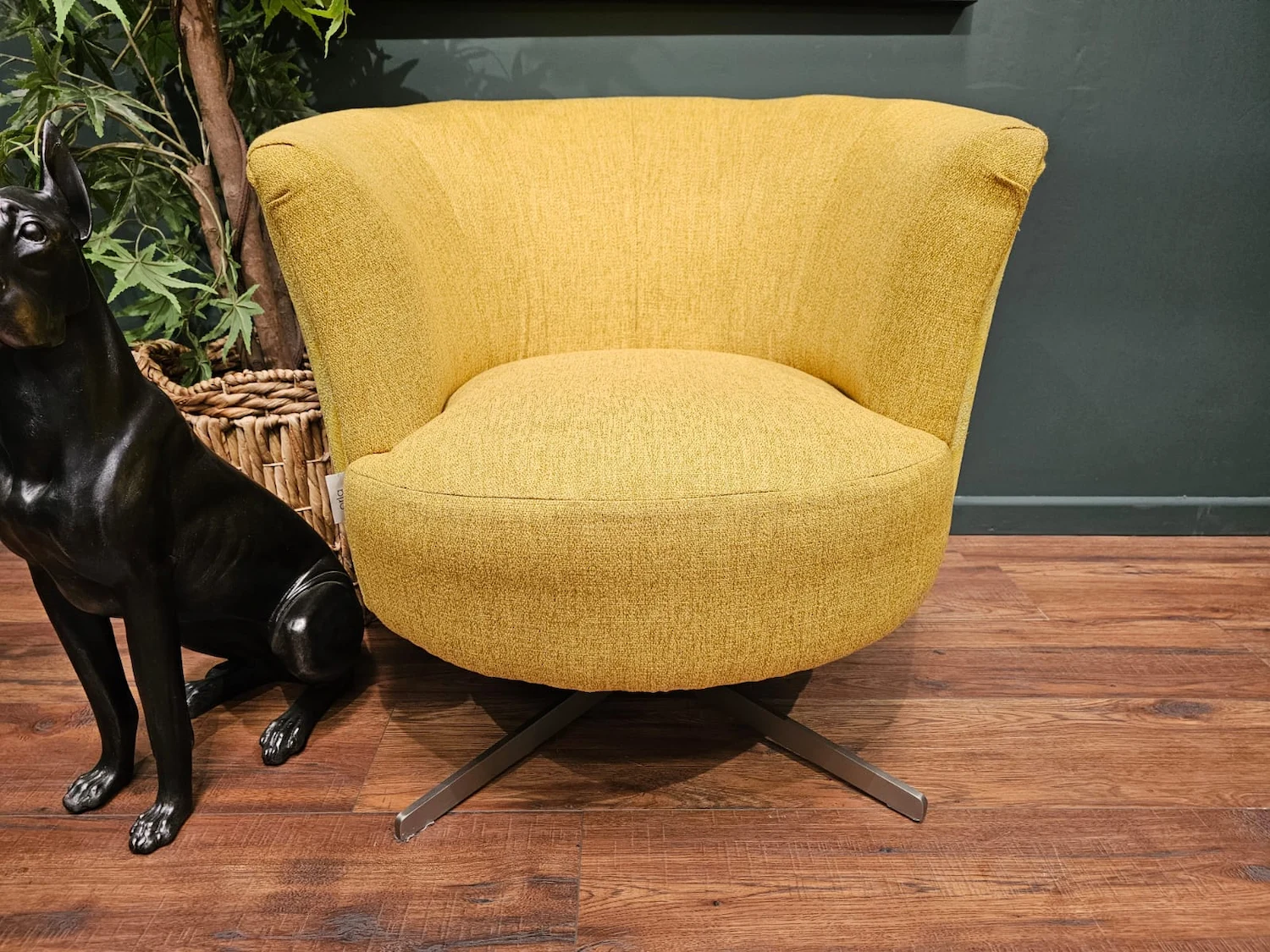 Orla Kiely lily swivel chair in yellow monogram 3