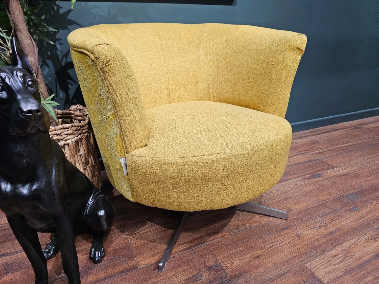 Orla Kiely lily swivel chair in yellow monogram 4